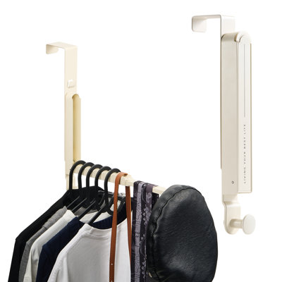  Cintre de porte Sorbus, pliable, robuste et peu encombrant, porte-séchoir, sans outil (6 crochets antidérapants, barre à serviettes longue) - 1 paquet, blanc
