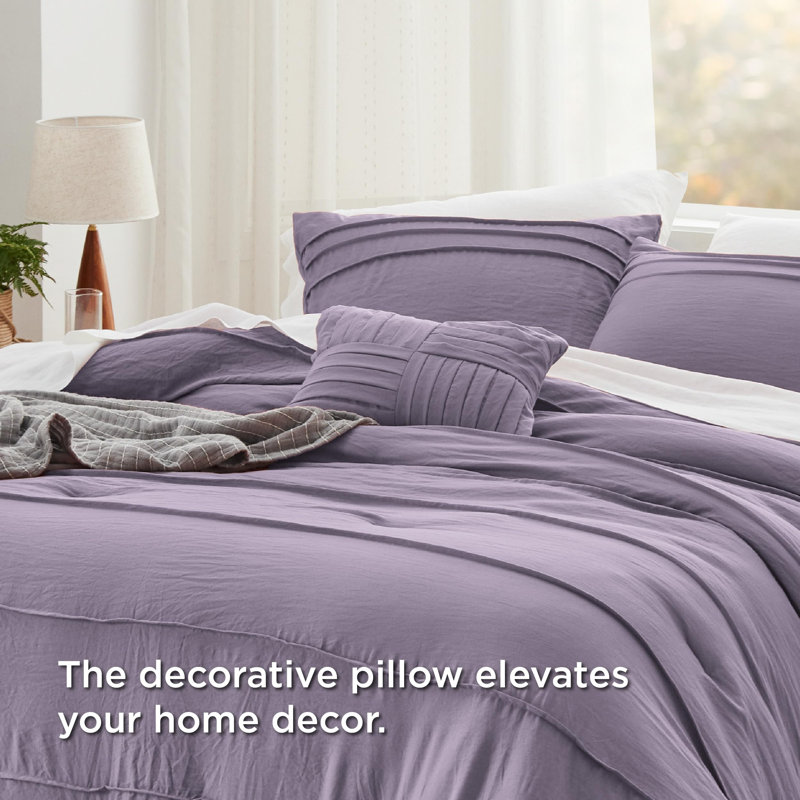 Bedsure Pinch Pleat Comforter Set Boho Bed-in-A-Bag Bedding Set with  Pillowcases for All Season, Purple