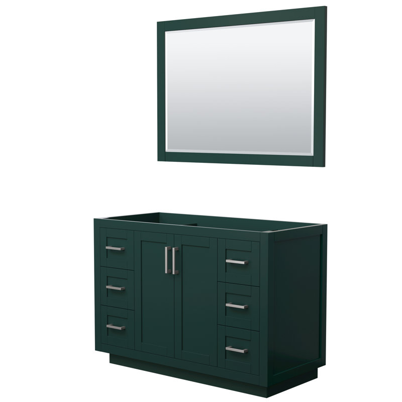 Base de meuble-lavabo simple autoportante de 47,25 po avec miroir de 46 po Miranda, Vert foncé / argent