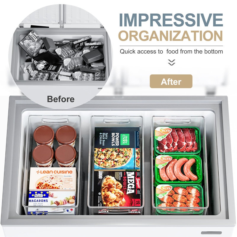 8 PACK Freezer Organizer Bins Clear Stackable Storage Bins