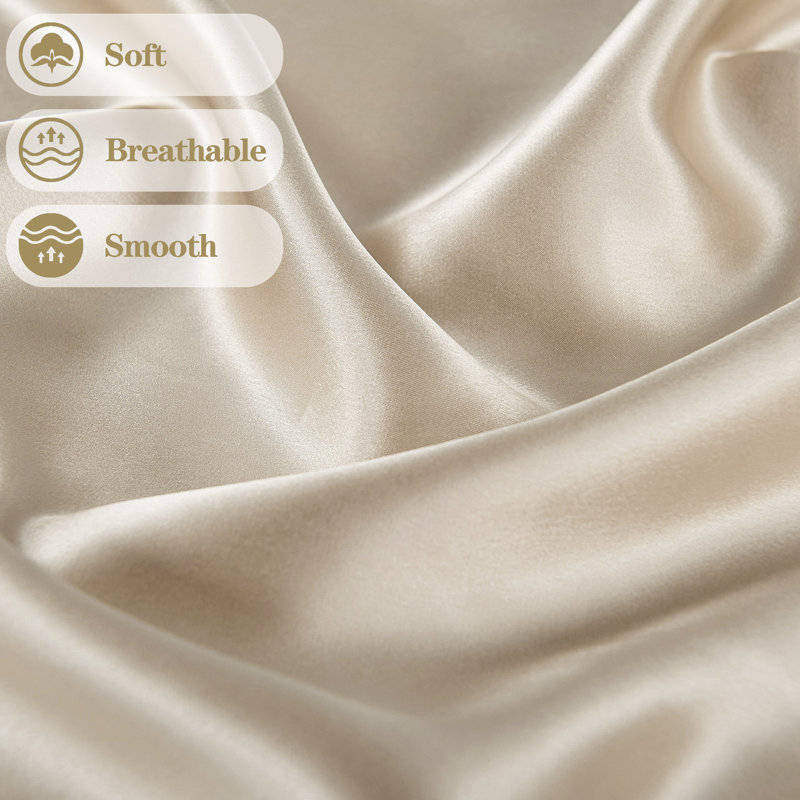 100% Mulberry Silk Pillowcase, Champagne, Queen Pillowcase