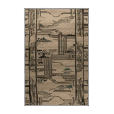 Machine Washable Art Deco Gray Area Rug
