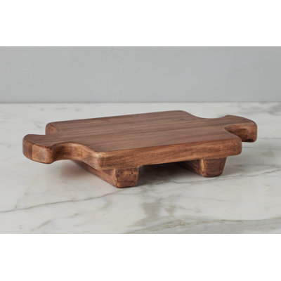 French Bistro Normandy Wood Riser Footed Tray - 14"D x 8"W x 2.25"H