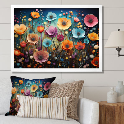 Fleurs colorées fantaisistes - Art mural fleurs sauvages