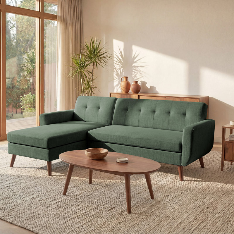 Canapé modulaire rembourré 80 po Jadier, Lin vert