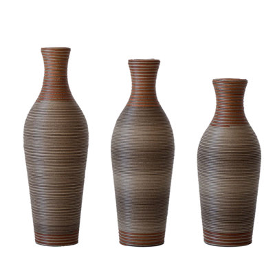 Set Of 3 Classic Decorative Floor Desktop Artificial Vase, High Independent Flower Stand