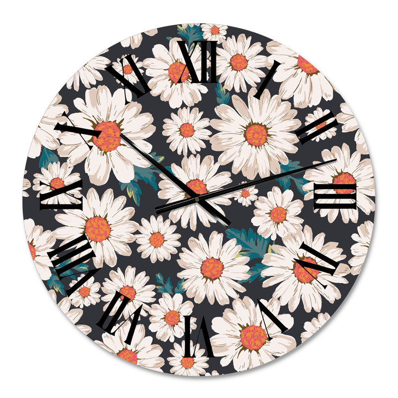 Abondance de marguerites blanches - Horloge murale traditionnelle, Moyenne