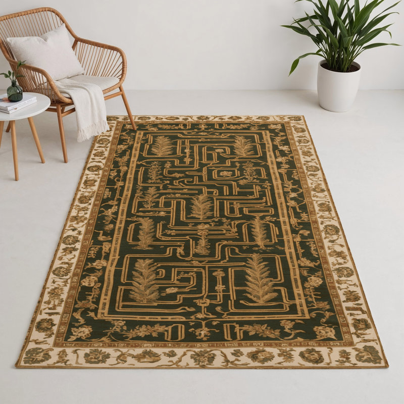 French Brown Indoor and Outdoor Area Rug, Rectangle 3' x 5'