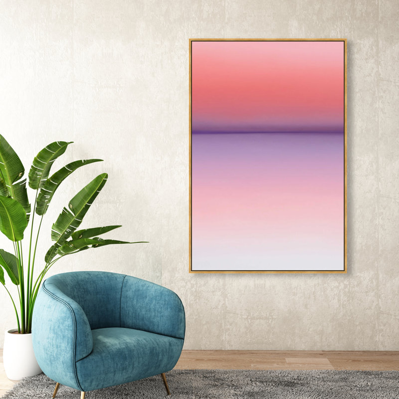 Peach Coastline II Print by Oliver Gal, 31"H x 21"W, Gold Floater Frame