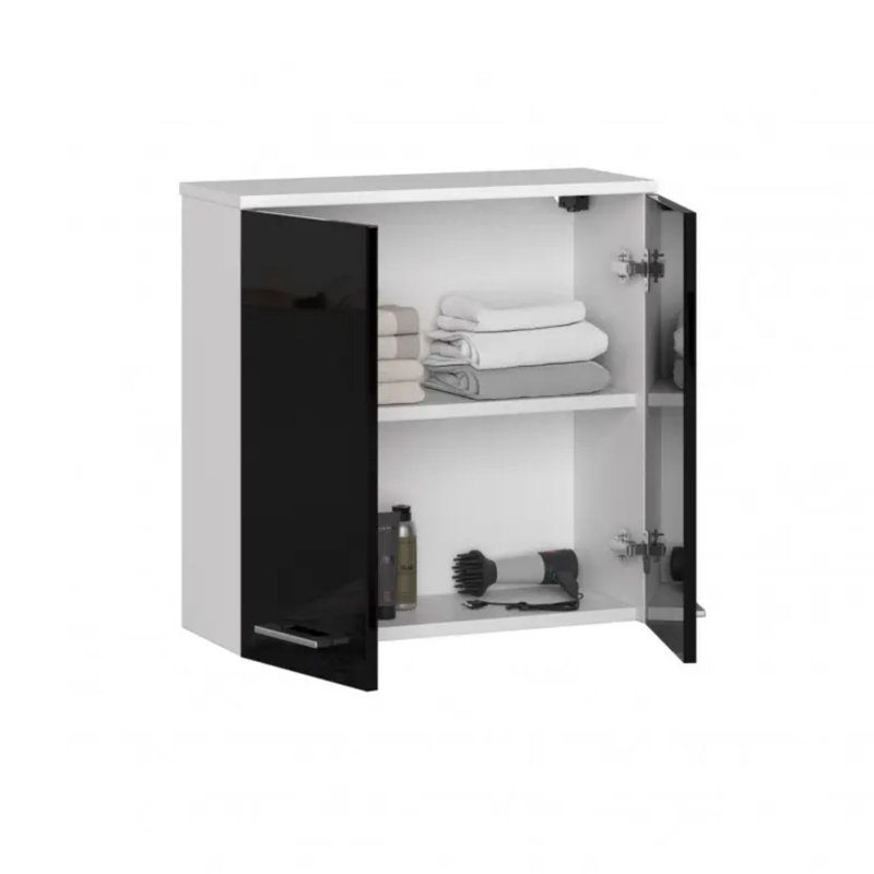 Evyana Bathroom Cabinet, White/Black Gloss