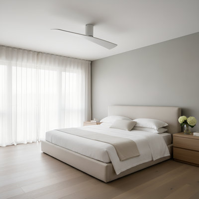  Ventilateur de plafond d'intérieur Plank Smart 52 Hugger avec pales blanc mat et télécommande portable