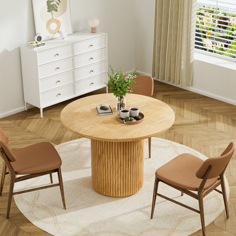 Pedestal Elegant Wood Texture Round Dining Table, 29.9”H x 41.7”L x 41.7”W, Brown