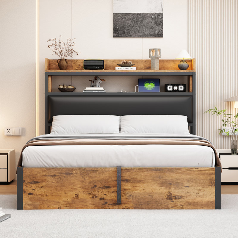 Bed, Brown, European Double (140 x 200 cm)