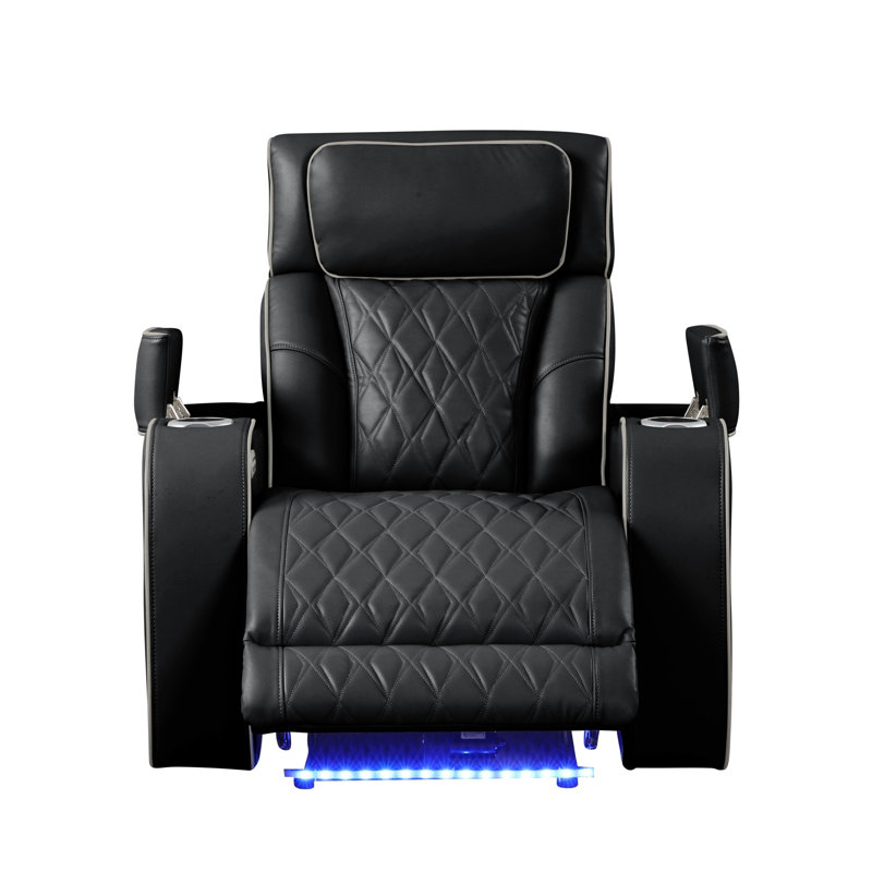 Fortuner Modern Style Upholstery Recliner Chair With Wood Frame And Integrated Massage Function For Ultimate Comfort, Black