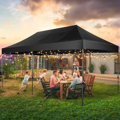 Toile 10 'x 20' EZ Pop Up Canopée Tente Extérieure Anti-UV Étanche Tente Portative Fête de mariage instantanée Auvent Abri toutes saisons avec 6 parois latérales amovibles, 4 sacs de sable, sac à roulettes