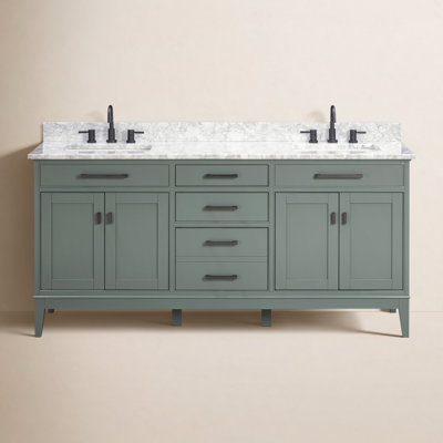 72" Carrara Marble Double Bathroom Vanity