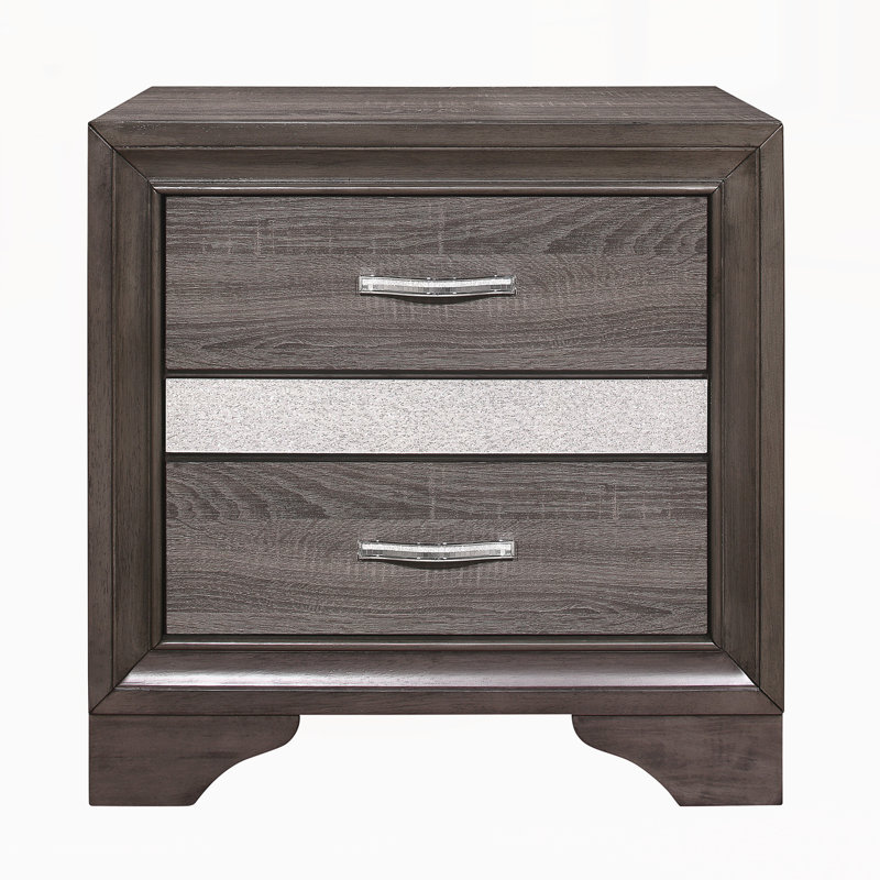Table de chevet moderne avec tiroirs, Gris