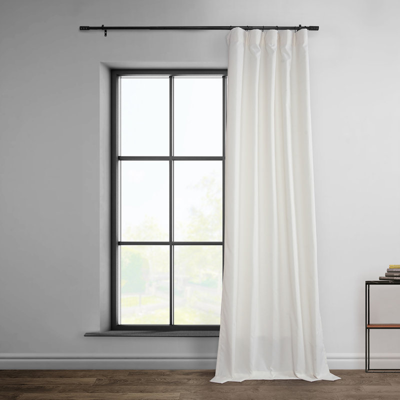 Chittick Dobby Linen Light Filtering Curtains - Single Panel Drapes (1 Panel), 50" W x 108" L, Off-White