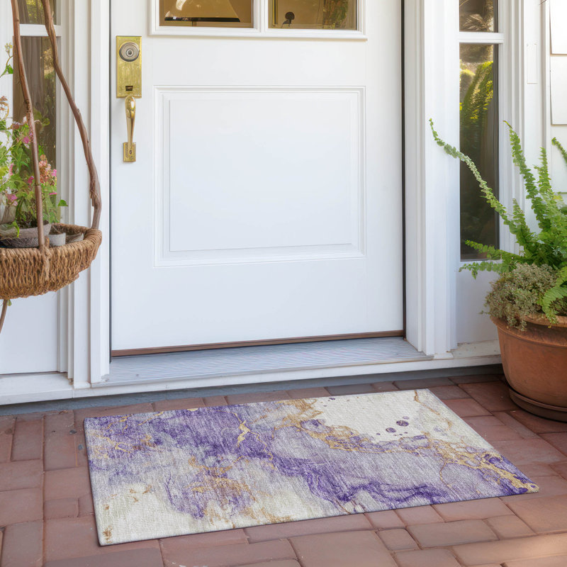Machine Washable Indoor/Outdoor Xhevrie Purple Rug, Rectangle 1'8" x 2'6"