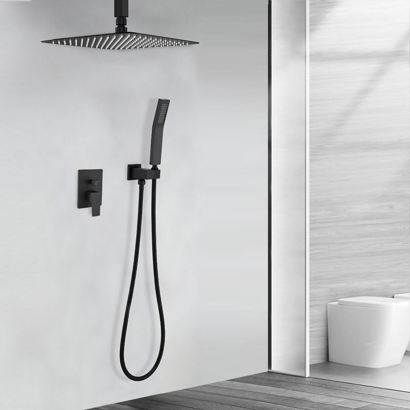 Complete Shower System with Rough in-Valve, Black
