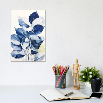 Blue Leaves I - Wall Art Print - Wrapped Canvas