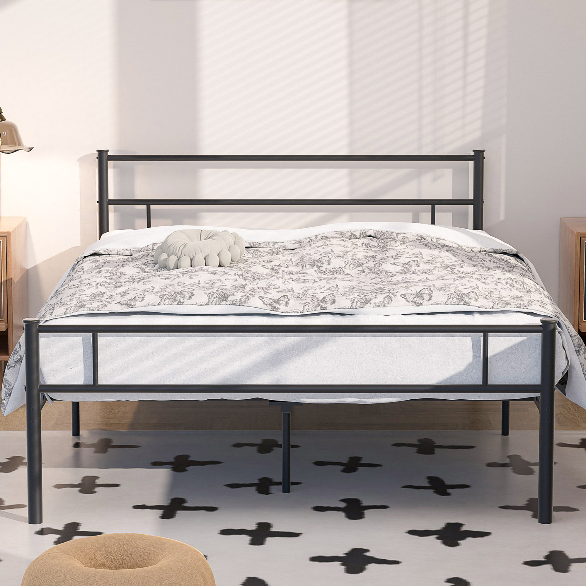 Trent Austin Design Kempst Heavy Duty Metal Bed Frame with Headboard