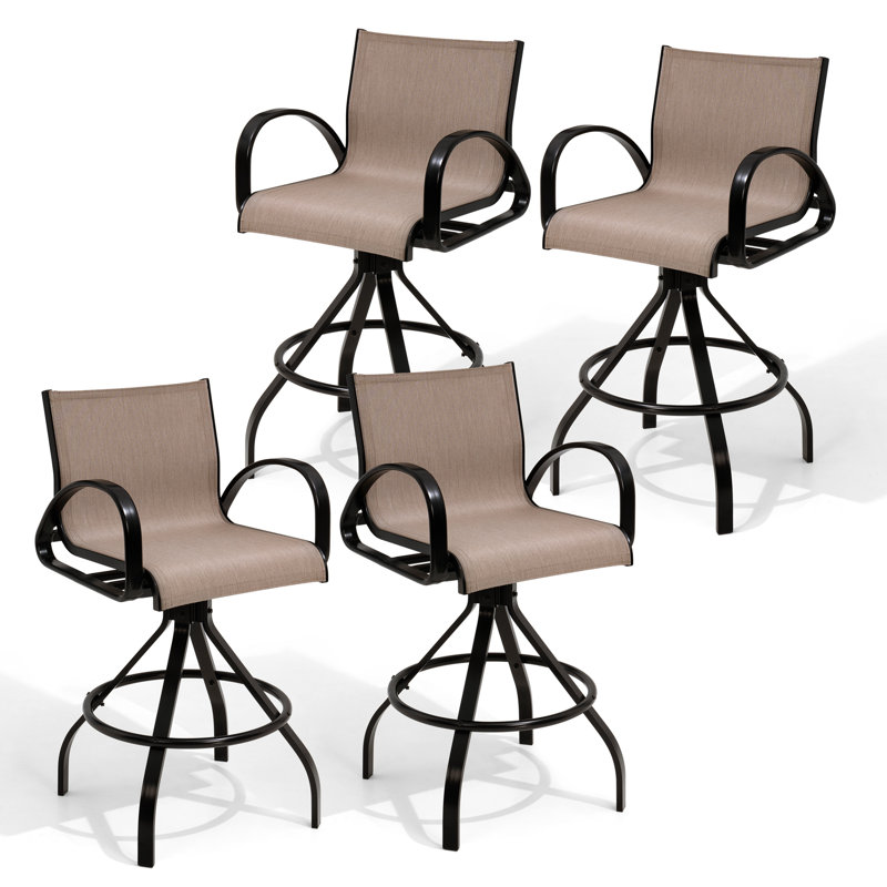 Tabouret de bar pivotant en aluminium 30 po avec Sunbrella (ensemble de 4), Cendre
