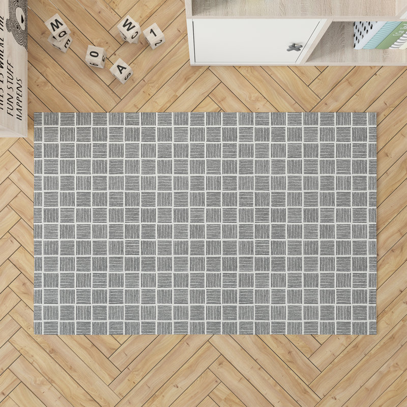 Tally Blocks Activity Mat, Rectangle 4' x 6', Ivory/Charcoal
