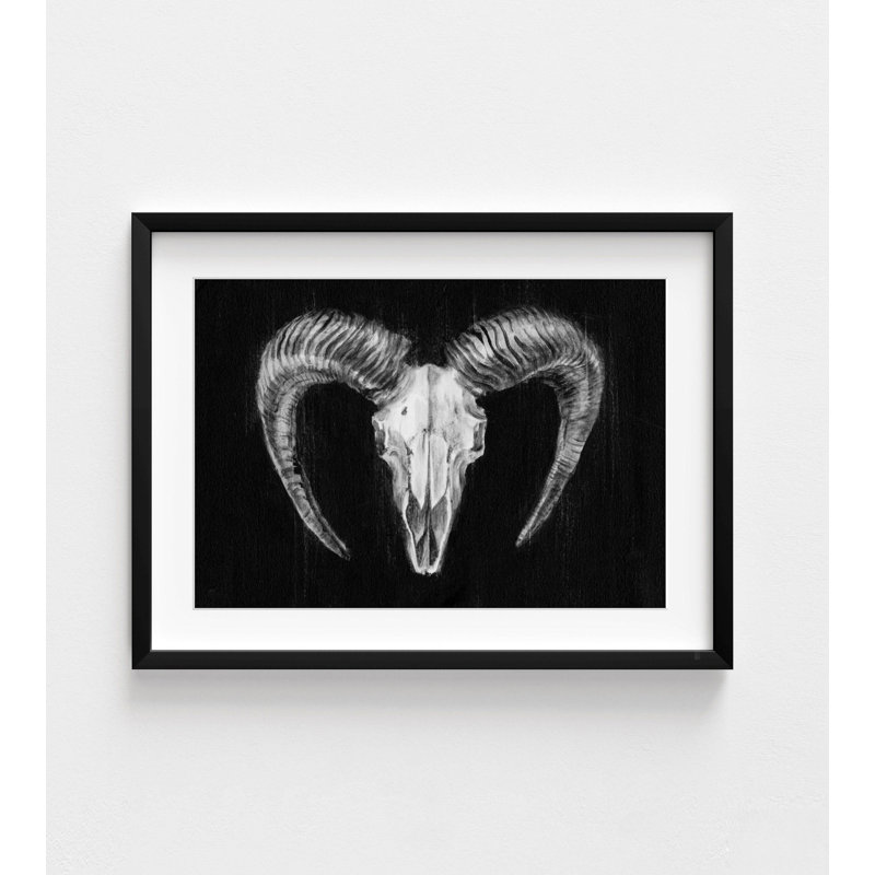 «Rustic Ram Mount II» par Ethan Harper, impression encadrée Ethan Harper, impression de crâne Alay et art squelette rustique, art mural encadré