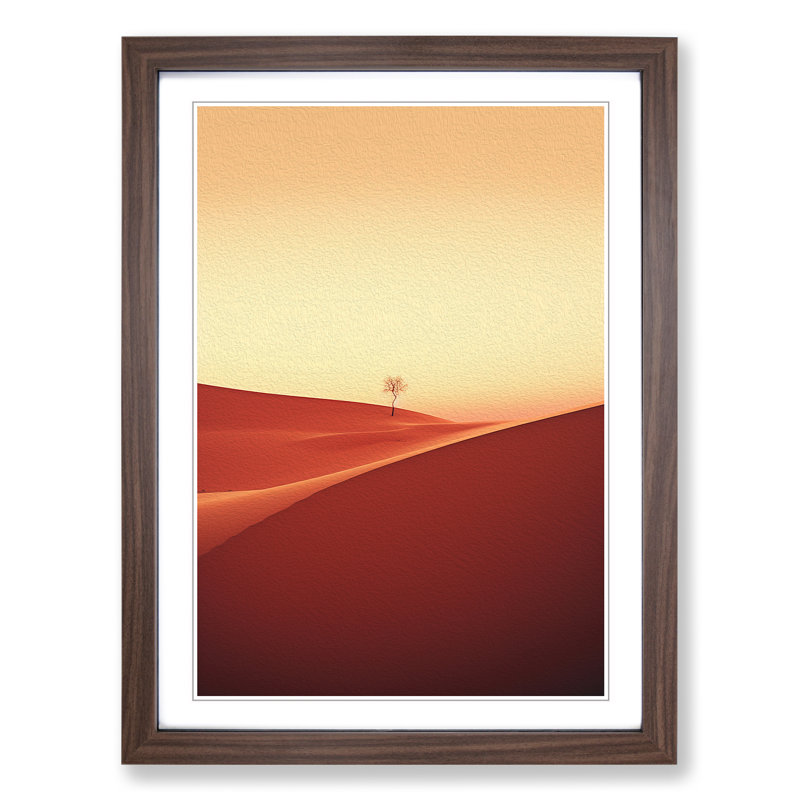 Desert Minimalism - Single Picture Frame Print on Wood, Walnut, 46" H x 34" W x 2" D