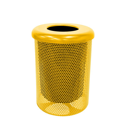 Coated Outdoor Furniture 32-Gal Trash Can, Textured Yellow, Punched