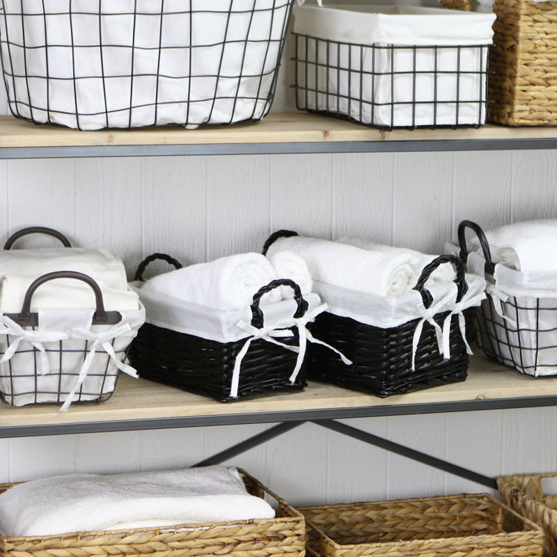 Gracie Oaks Wicker Decorative Basket, Black