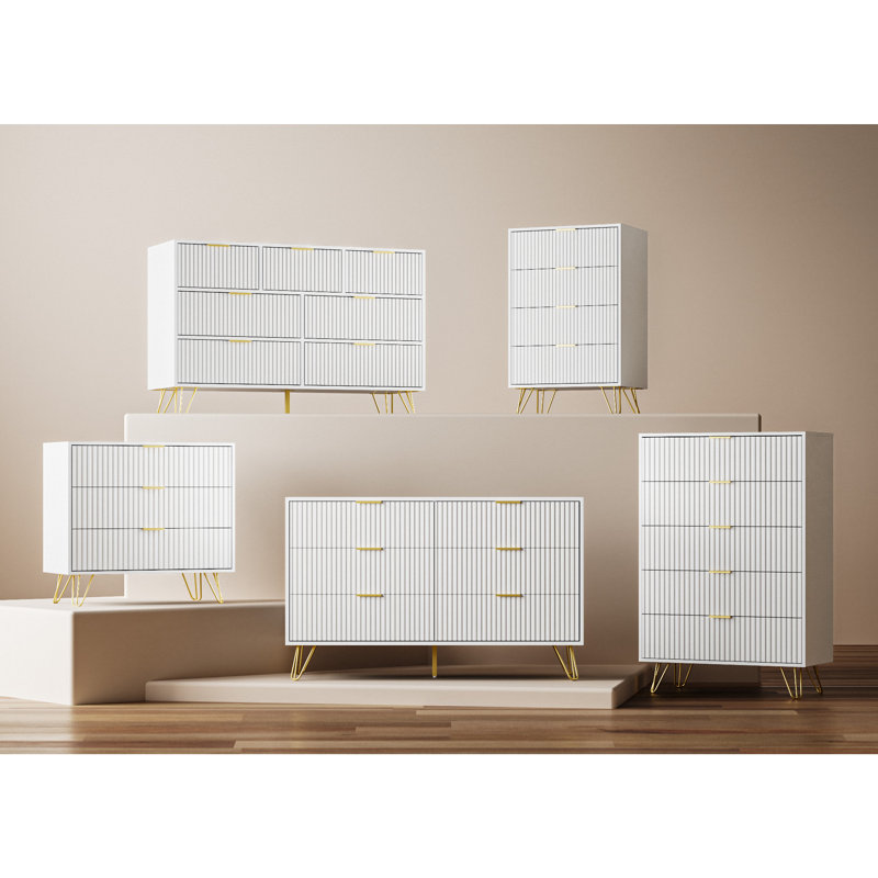 Ensemble de commode pour chambre 5 pièces, Blanc
