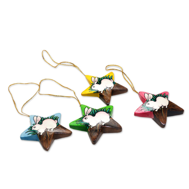 Ornement en forme de fêtes island bunnies en bois