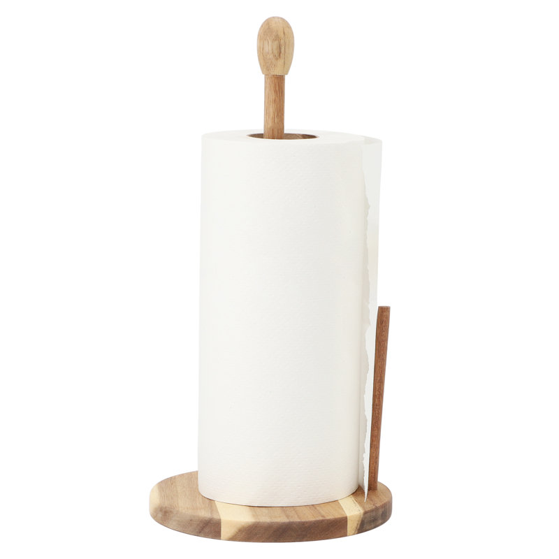 Porte-serviettes autoportant en bois d'acacia de 14 pouces