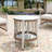 17.19" Outdoor Side Table With Bohemian Magnetism, Woven Rope Tabletop And Powder-Coated Frame For Poolside Delight In Aura Rust- Smooth Glass Easy Cleaning
