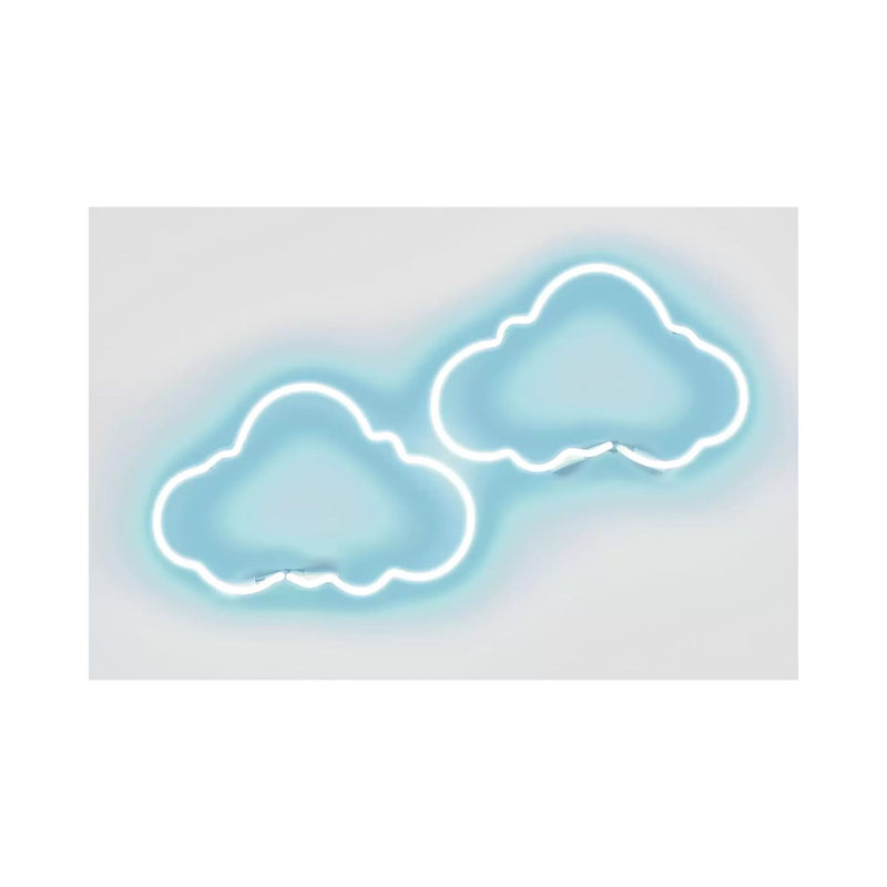 Neon Clouds Aqua On White by Hailey Carr - Wrapped Canvas Print, 20.32 cm H x 30.48 cm W