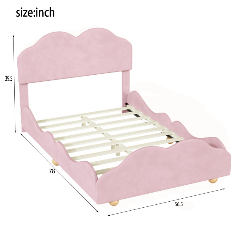 Lit plateforme 39,5 po Naylani, Double, Rose clair