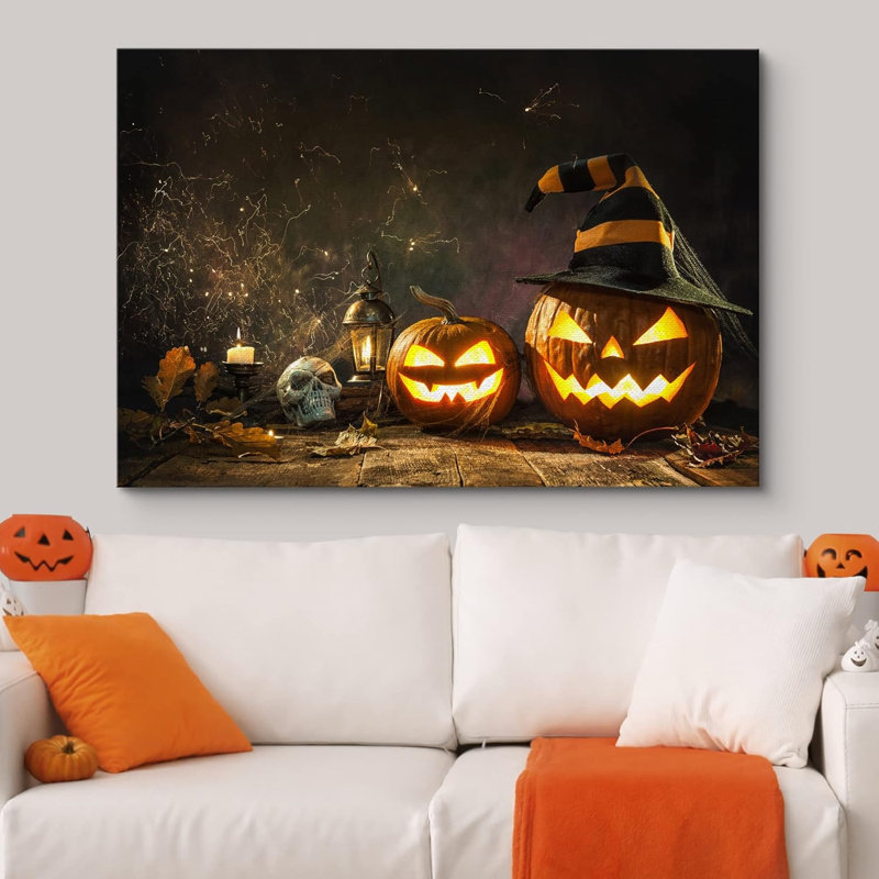 Moody, crâne de sorcière effrayant, crâne de citrouille, fête, Halloween, Moody, illustrations sombres, œuvre d'art moderne