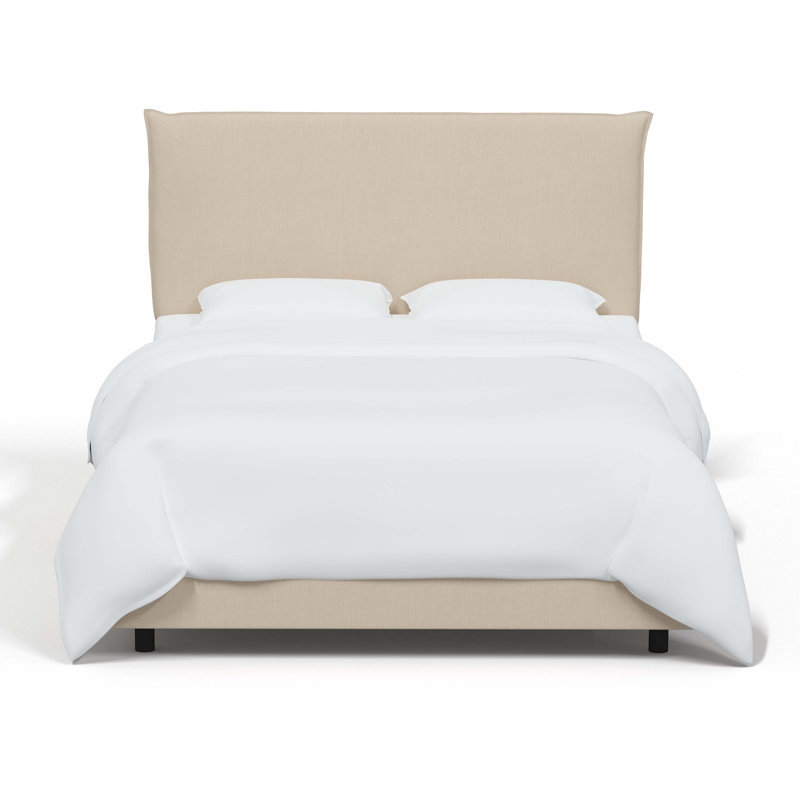 Lit tapissier standard à profil bas Bessinger, Lin gris anthracite texturé Zuma, Très grand californien