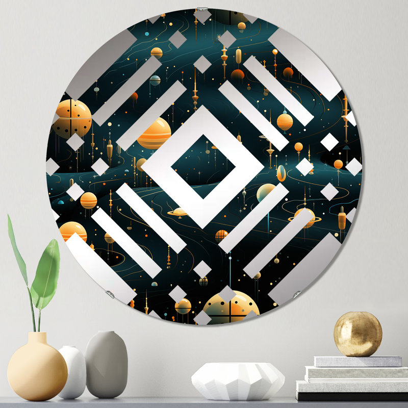 Miroir décoratif orange et bleu Science Fiction Spots - Diamond, 23,6 po x 23,6 po