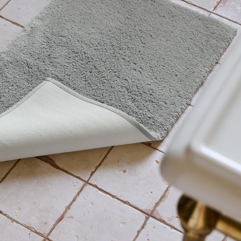Deep Pile 100% Cotton Rectangle Bath Rug, Dove Gray