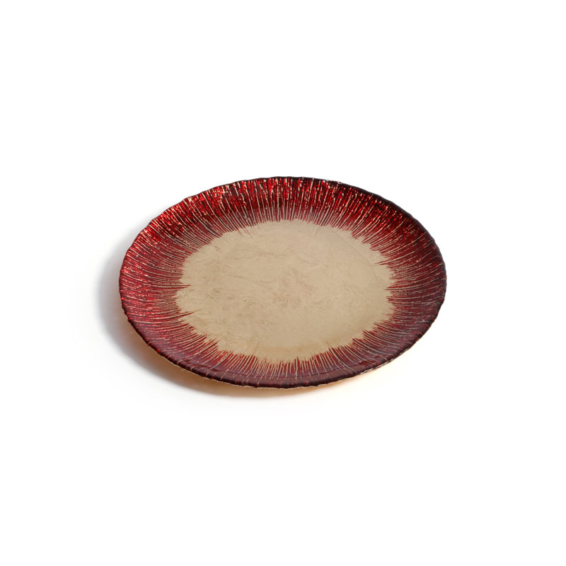 Assiettes à dessert célestes en verre, ensemble de 6, Doré / rouge