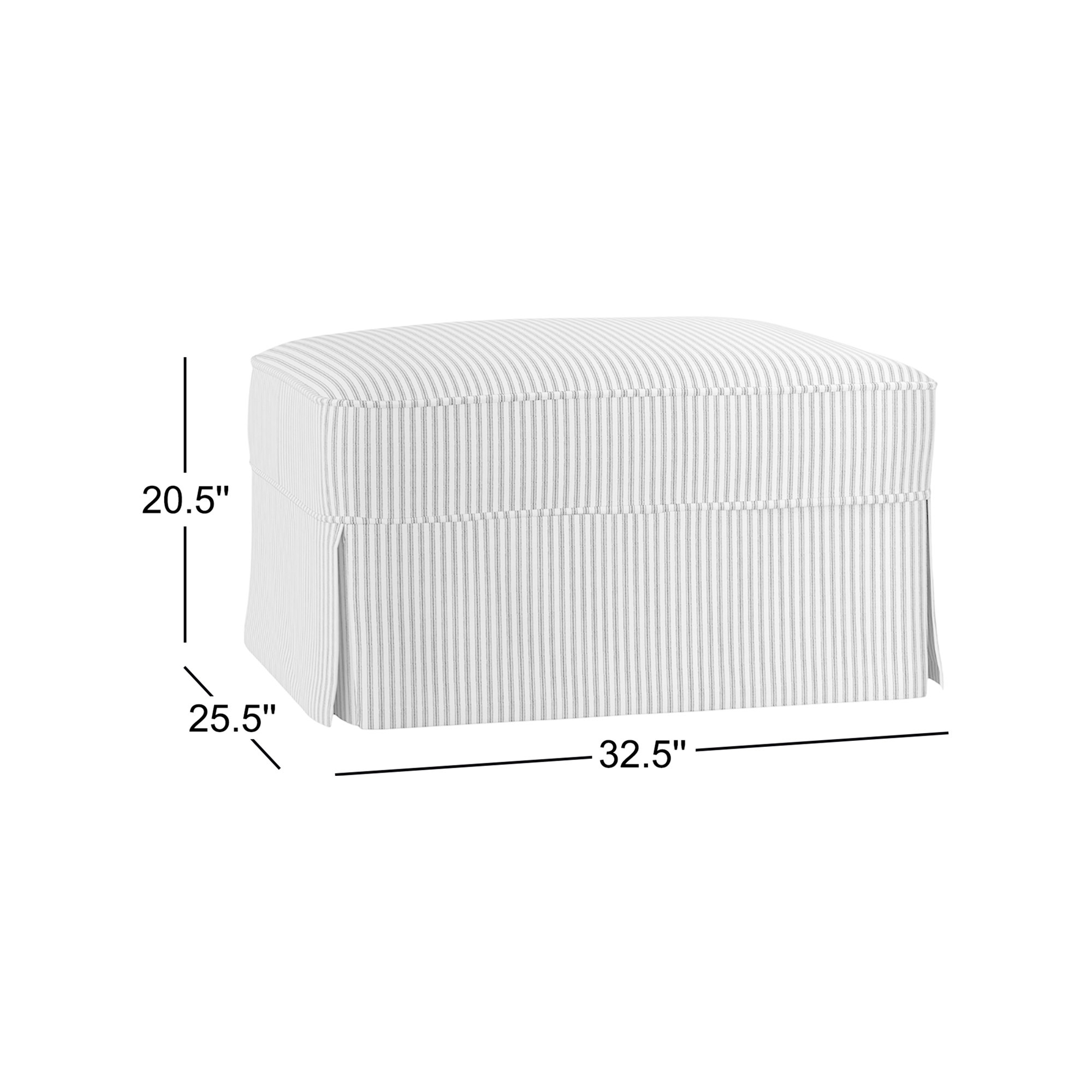 Amari Upholstered Ottoman, Cruise Adrift Woven Stripe