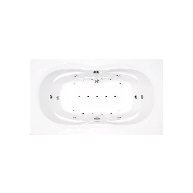Baignoire encastrée en acrylique avec drain central L 72 po x l 42 po blanche
