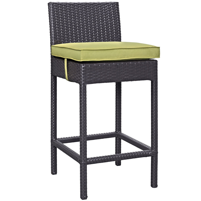 Deux tabourets de bar d'extérieur avec coussins espresso Modway Lift, Péridot