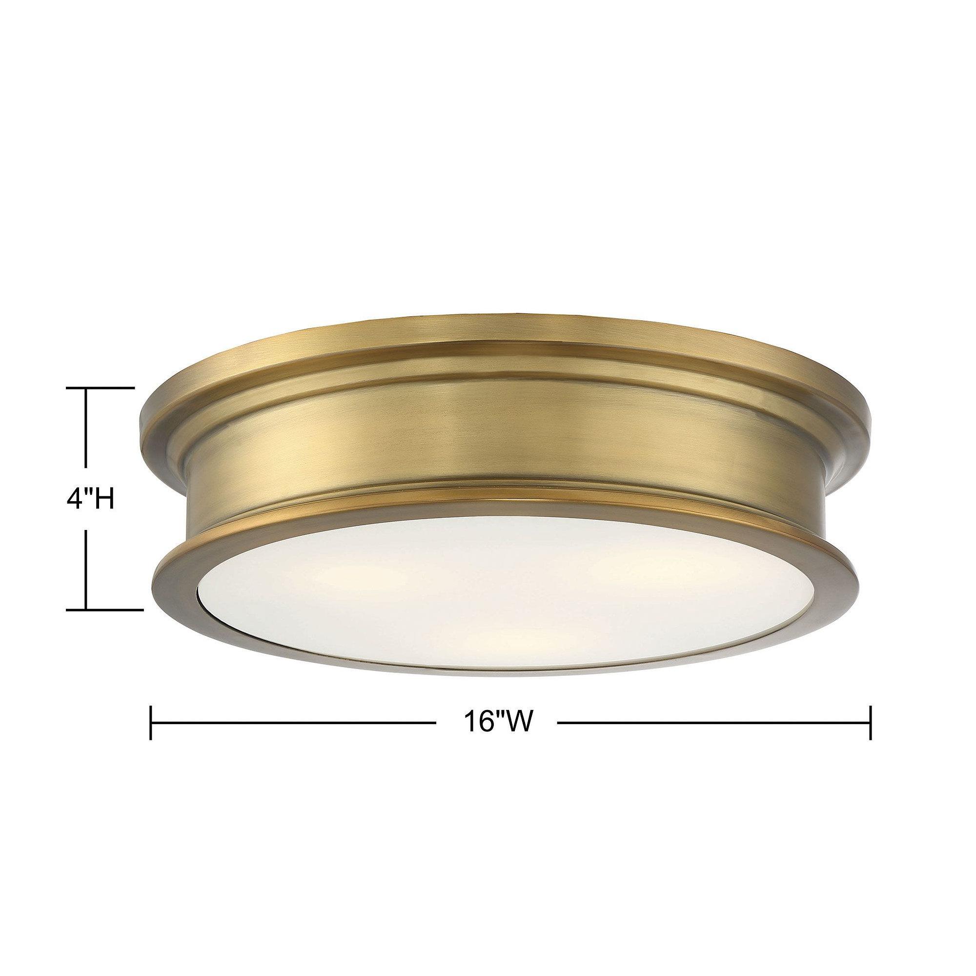 Rosanne 3 Light Glass Flush Mount, Warm Brass