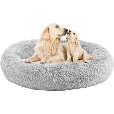 Lit pour chien pour petits chiens de taille moyenne, lit pour chien apaisant, lit douillet et rond lavable pour chiot et chaton avec fond antidérapant