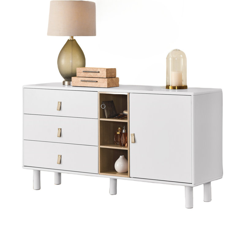 Armoire de rangement multifonctionnelle avec portes et tiroirs, Blanc