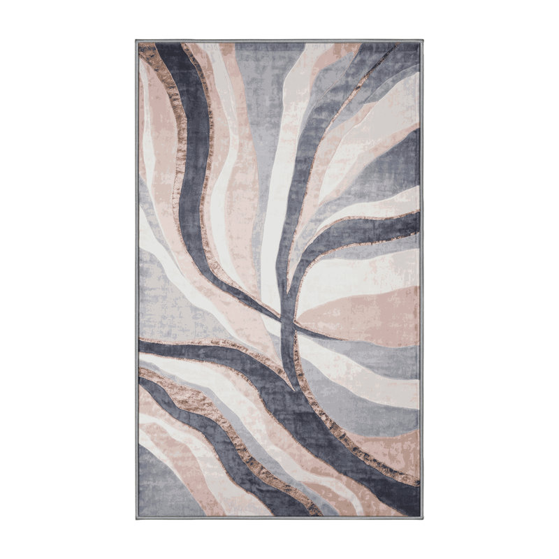 Tapis gris lavable à la machine, Rectangle 7 pi x 9 pi